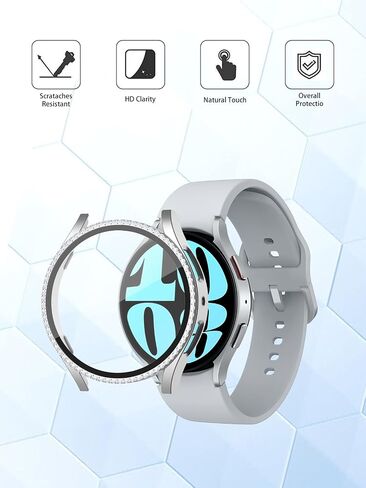 علبة Bling لـ Samsung Galaxy Watch Fe (2024) ، Galaxy Watch 5 و 4 شاشة واقي 40 مم ، غطاء الوجه الواقي من Bling Diamond مع فيلم زجاجي مقسى ، وردي+الذهب الوردي. in Saudi Arabia