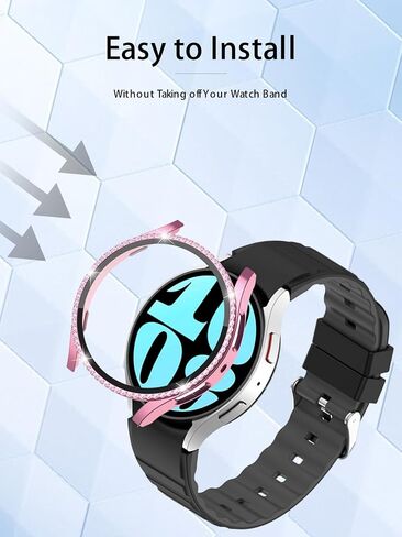 علبة Bling لـ Samsung Galaxy Watch Fe (2024) ، Galaxy Watch 5 و 4 شاشة واقي 40 مم ، غطاء الوجه الواقي من Bling Diamond مع فيلم زجاجي مقسى ، وردي+الذهب الوردي. in Kuwait