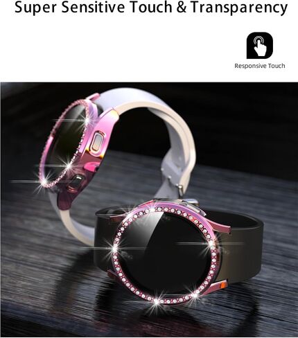 علبة Bling لـ Samsung Galaxy Watch Fe (2024) ، Galaxy Watch 5 و 4 شاشة واقي 40 مم ، غطاء الوجه الواقي من Bling Diamond مع فيلم زجاجي مقسى ، وردي+الذهب الوردي. in Saudi Arabia