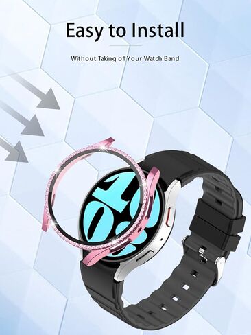 علبة Bling لـ Samsung Galaxy Watch Fe (2024) ، Galaxy Watch 5 و 4 شاشة واقي 40 مم ، غطاء الوجه الواقي من Bling Diamond مع فيلم زجاجي مقسى ، وردي+الذهب الوردي. in Saudi Arabia