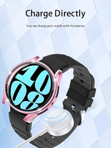 علبة Bling لـ Samsung Galaxy Watch Fe (2024) ، Galaxy Watch 5 و 4 شاشة واقي 40 مم ، غطاء الوجه الواقي من Bling Diamond مع فيلم زجاجي مقسى ، وردي+الذهب الوردي. in Saudi Arabia