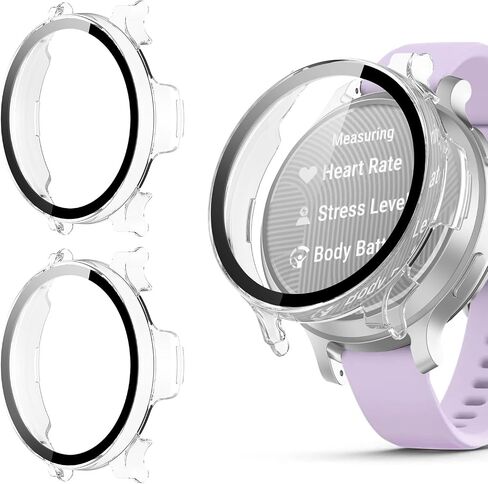(2 عبوة) حالة وقائية لـ Garmin Lily 2 ، وهي عبارة عن مصد تغطية كامل للكمبيوتر مع واقي شاشة زجاجي مقسى ، قذيفة مقاومة للخدش مقاومة للصدمات لساعة Garmin Lily 2 Active Smart (Clear+Clear) in Kuwait