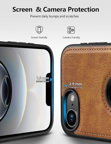 Magnetic for iPhone 16e Leather Case,Built-in Invisible Stand [Compatible with Magsafe] Protective Slim Kickstand Phone Cover Compatible with iPhone 16e (2025) 6.1" (Brown) in Kuwait
