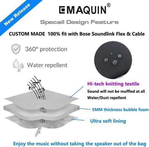 Travel and Storage Carrying Case Bag for Bose Soundlink Flex Speaker(Enjoy Music Without Taking The Speaker from The Bag,Water Repellent,Good Protection,Black) in Saudi Arabia