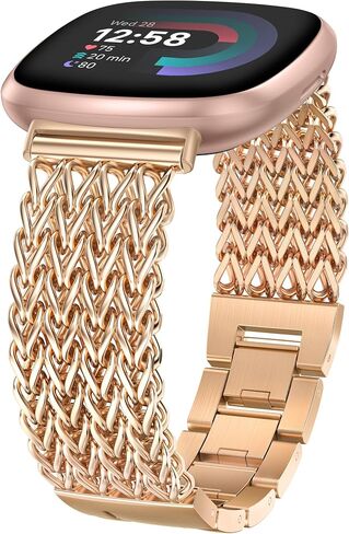 Minyee Metal Bands Compatible with Fitbit Sense 2/Versa 4/Versa 3/Sense Bands Women, Dressy Stainless Steel Multi-chain Designer Luxury Link Bracelet Wristband Replacement Strap in Saudi Arabia