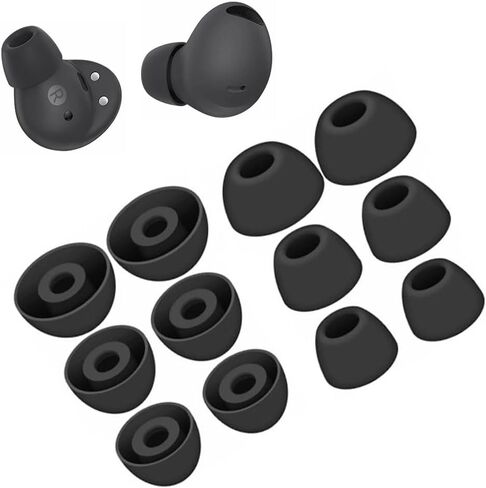 6 Pairs Galaxy Buds 2 Pro Ear Tips, Soft Silicone Washable Ear Tips, Compatible with Samsung Galaxy Buds 2 Pro 2022 SM-R510 Earbuds Tips, Fit in Charging Case 3 Size Replacement Ear Tips Black in Saudi Arabia