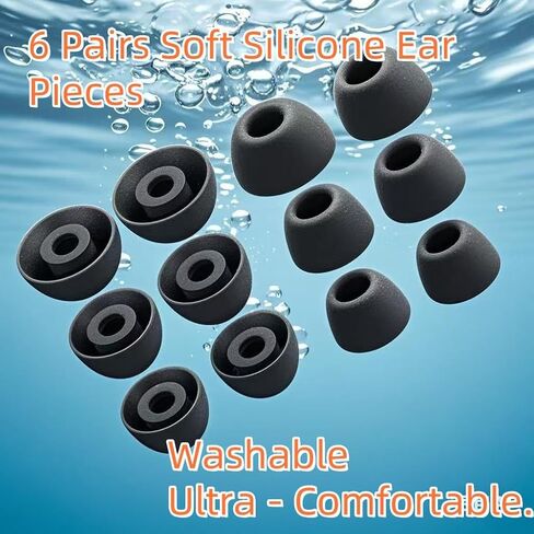 6 Pairs Galaxy Buds 2 Pro Ear Tips, Soft Silicone Washable Ear Tips, Compatible with Samsung Galaxy Buds 2 Pro 2022 SM-R510 Earbuds Tips, Fit in Charging Case 3 Size Replacement Ear Tips Black in Saudi Arabia