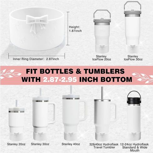Bows Silicone Water Bottle Boot, Stanley Cup Accessories Anti-Slip Protective Sleeve for Water Bottle, Protector Sleeve Cover Boots for Stanley 40 30 oz with Handle in Kuwait