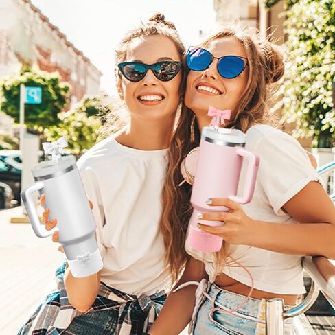 Bows Silicone Water Bottle Boot, Stanley Cup Accessories Anti-Slip Protective Sleeve for Water Bottle, Protector Sleeve Cover Boots for Stanley 40 30 oz with Handle in Kuwait