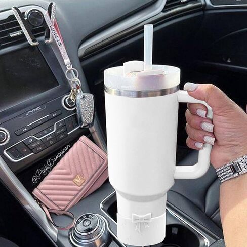 Bows Silicone Water Bottle Boot, Stanley Cup Accessories Anti-Slip Protective Sleeve for Water Bottle, Protector Sleeve Cover Boots for Stanley 40 30 oz with Handle in Kuwait