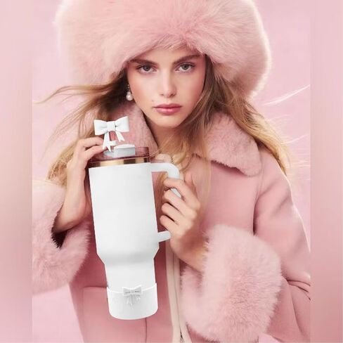 Bows Silicone Water Bottle Boot, Stanley Cup Accessories Anti-Slip Protective Sleeve for Water Bottle, Protector Sleeve Cover Boots for Stanley 40 30 oz with Handle in Kuwait