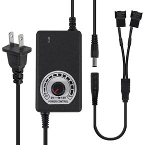 إمداد طاقة مروحة UMLUFE 12V ، وحدة التحكم في سرعة مروحة الكمبيوتر ، 100-240VAC إلى 3-12VDC 24W محول طاقة المروحة القابلة للتعديل ، مع كابل الخائن المروحة ، أنثى DC إلى 2 × 3/4 دبوس