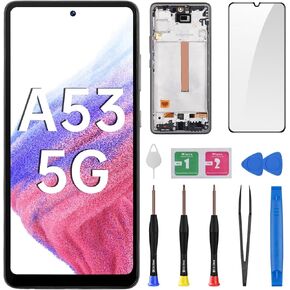 for Samsung Galaxy A53 A53 5G AMOLED Screen Replacement with Frame OLED Display Touch Digitizer Full Assembly Fix Glass with Repair Tools Kit SM-A536U SM-A536U1 A536B