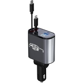 Retractable Car Charger for CX5 2025 2024 2023 2022 2021, 4 in 1 Fast Car Phone Charger 60W, USB C and Lightning Charger Adapter, CX5 Accessories 2025-2008, 2.6ft