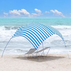 شاطئ الظل الظل مظلم Sun Tent Shelter ، مظلة الرياح للشاطئ ، الفناء الخلفي ، الحديقة ، الحلوى ، الوزن الخفيف ، سهلة الإعداد ، 78 متر مربع. قدم. من الظل ل 1-3 أشخاص ، لايت ريسباتا شريط