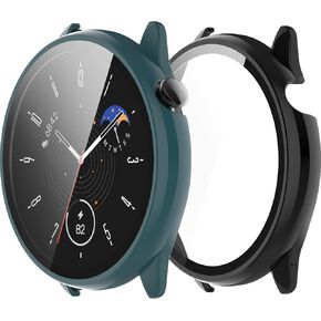 2-Packs Screen Protector Compatible with Amazfit GTR Mini Watch Case,Hard PC Anti-Scratch Bumper Protector Case Shock-Proof Protective Shell Cover for Amazfit GTR Mini Watch, Black/Clear