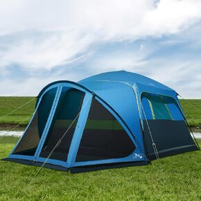 Tents for Camping, 6 Person Camping Tent with Screen Porch, Weatherproof Cabin Tent with Roomy Interior, Outdoor Family Tent with Rainfly, Carry Bag (Blue & Navy)