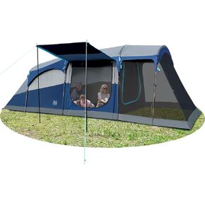 Timber Ridge 8 Person Family Camping Tent مع غرفة الشاشة ، وخيمة نفق كبيرة مقاومة للطبقات مقاومة للماء مع حقيبة حمل طبقة ، وخيمة عائلية كبيرة للحفلات في الهواء الطلق 20 قدمًا × 8 قدمًا × 76 بوصة