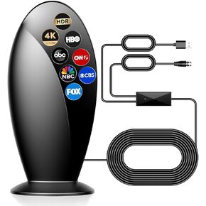 TV Antenna Indoor - 1200+ Miles Long Range Antenna for Smart TVs & Older TVs - Digital TV Antenna for Local Channels Supports 4K 1080p -18ft HD Cable & Amplifier Signal Booster 2028