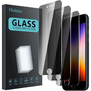 3 Pack Privacy Screen Protector for iPhone SE 2022/SE 2020/8/7, Anti Spy Tempered Glass 9H Hardness, Black Protector Anti Spy, Bubble Free, Anti-Scratch