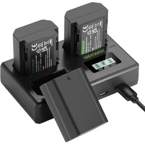 NEEWER NP-FW50 Replacement Battery and Charger Set, 3 Pack 1100mAh NP-FW50 Battery&Triple Slot USB Charger Compatible with Sony ZV-E10 A7 A7R A7RII A7II A7SII A7S A7RII A6300 A6400 A6500 RX10