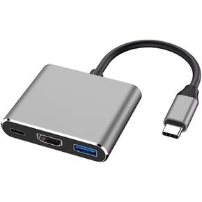 محول USB-C Hub ، 3 في 1 مع منافذ HDMI و USB 3.0 ، متوافقة مع أجهزة الكمبيوتر المحمولة وأجهزة الكمبيوتر