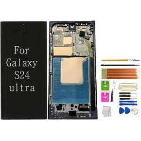 Galaxy S24 Ultra LCD Screen Replacement for Samsung Galaxy S24 Ultra 5G (SM-S928 Series) - LCD Display Touch Digitizer Assembly with Black Frame, Installation Tools Kit, No Built-in Fingerprint Sensor