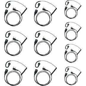 C Shape Earpiece Headset with PTT Mic Compatible with Baofeng Kenwood UV-5R BF-888S BF-F8HP BF-F9 TK-3140 TK-3400 TK-3402 Two Way Radio 10Pack