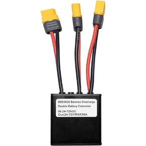 Dual Battery Discharge Converter 20V-72V DC Dual Battery Pack Switch Balancer Battery Parallel Module Adapter for Electric Bike (30A)