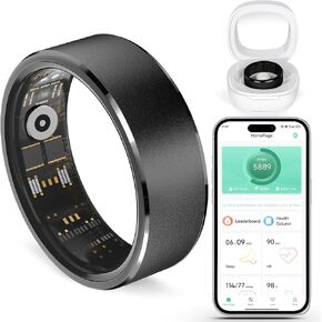 Smart Fitness Ring for Men & Women – Health & Activity Tracker with Heart Rate, Sleep Monitoring, Blood Oxygen, Motion Tracking, and Remote Camera Control, Waterproof & No Subscription Required (8#)