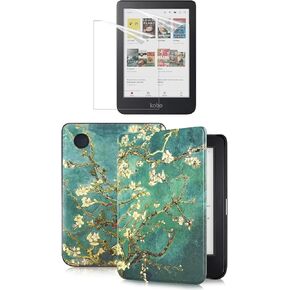 Caweet Case for Kobo Clara Colour/Kobo Clara BW and 2-Pack Screen Protector, Almond Blossom