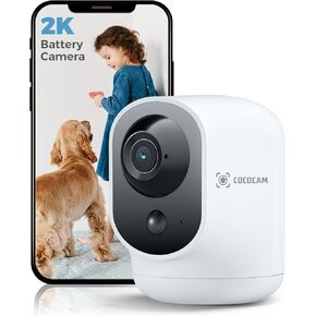COCOCAM 2K Indoor Pan/Tilt Security Camera with 5200mAh Battery, WiFi Camera,Wireless for Baby Monitor/Pet/Home Security, AI Recognition, PIR Human Detection (1)