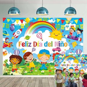 Feliz Dia Del Niño Backdrop Mexico Children's Day Background Colorful Student Fiesta Mexican Kids Childrens Party Decoration Banner for School Classroom (7x5FT: 84x60 inch)