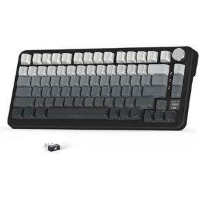 ATTACK SHARK X85 Pro Wireless Mechanical Gaming Keyboard with TFT Screen & Knob Hot-Swappable BT5.1/2.4Ghz/USB-C RGB Backlit Gasket Mount Gradient Side-Print PBT Keycaps for Win/PC/MAC-Moon Night