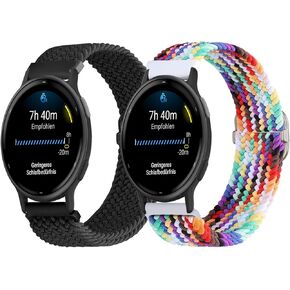 عصابات مضفر متوافقة مع Garmin Vivoactive 5/Vivoactive 3/Luxe 42mm/HR ، شريط نايلون 20 مم لـ Garmin Venu/Venu 2Plus ، Fenu Sq/Sq2/Sq2 Music ، Forerunner 55/245/245 Music/645