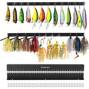 THKFISH Fishing Lure SpinnerBait Storage Display, 35 Holes Wall Mount Frosted Black for Fly Fishing Flies Spinner Baits Crankbait Storage and Decoration 2 or 4PCS
