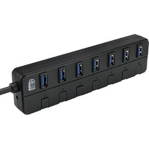 ADESSO 7-PORT USB 3.0 HUB مع مفتاح الطاقة الفردي ومحول الطاقة