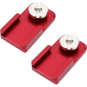 2Pcs Cold Shoe Mount Adapter Cold Boots Bracket 1/4-20 Screw for Camera Cage Monitor Video Light 40x22x20mm Red