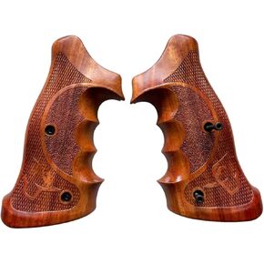 New Professional Target Grips Compatible with Taurus Tracker/Judge 17 44 415 425 450 617 627 692 Rough Texture Engraved Hardwood Finger Groove Grips#TRacker06, Brown