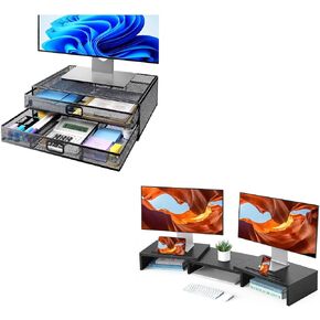 HUANUO 2 Tier Monitor Stand, Dual Monitor Stand Riser for Desk