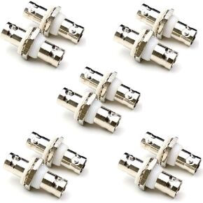 BNC Female Bulkhead Connectors - BNC Coax Extension Cable Adapters for CCTV Camera Security System (10 Packs)