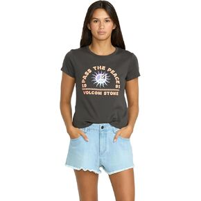 شورت جينز نسائي من Volcom موديل 1991 Stone عالي الخصر من قماش الدنيم