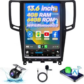 Radio for Infiniti G37 G35 G25 13.6 inch Android 13 Car Stereo 2009 2010 2011 2012 2013 2014 2015 2016 Touch Screen, Wireless Carplay & Android Auto, 4G,Bluetooth,WiFi,GPS,Camera,SWC,FM Pantalla para