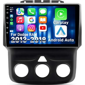 8Core 4GB+32GB Car Radio Stereo for Dodge RAM 1500 2500 2013-2018: 9 inch 1280 * 800 HD Touch Screen with Wireless CarPlay Android Auto - GPS Navigation & 5G WiFi
