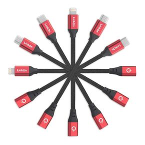 LinkOn 6 in 1 USB Universal Adapters 4"/10cm Cable Connectors for Converting All Standards with Charging and Data/Sync Combo Compatible with Type C,iPhone/iPad,Micro Ports Multiple(Adapters-Black)