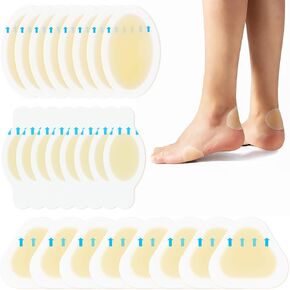 Blister Bandages for Feet, Gel Blister Cushions - 24Pcs Water Resistant Hydrocolloid Bandages for Heel, Toe & Foot - Blister Pads for Prevention & Recovery - Variety Pack