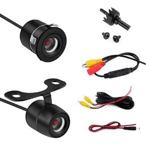 مجموعة الكاميرا الخلفية CAP-1 CAR CAR CAMER ، كاميرا خطية مسار عريضة بزاوية 170 درجة ، IP68 IP68 HD HD Light Vision Camera مع تسخير سلك قوس ، Universal for Cars (أسود)
