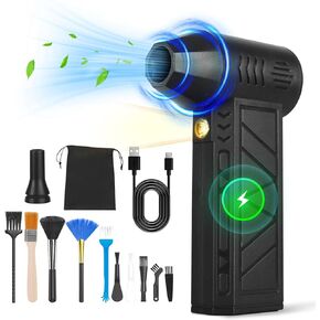 Duster Air Air مضغوط ، 150000 دورة في الدقيقة مروحة توربو قوية مع ضوء LED ، 4 سرعات سرع
