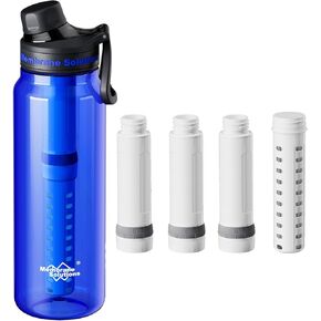 Membrane Solutions C3 36oz ACF+UF Filtered Water Bottle with Extra 3 Packs ACF + 1 Pack UF Replacement Filter
