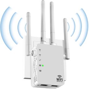 WiFi Extender-WiFi Extender Signal Booster for Home-5G 1200Mbps Dual Band Device Servers Covers Up to5000Sq. with 4 Antennas 360°Full Coverage 1-Tap Setup & Ethernet Port(ft for 32+ Devices)-L8